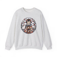 Ukiyo-e Samurai Cats Fan Dancer Sweatshirt - Heavy Blend Fleece Crewneck - Unisex White