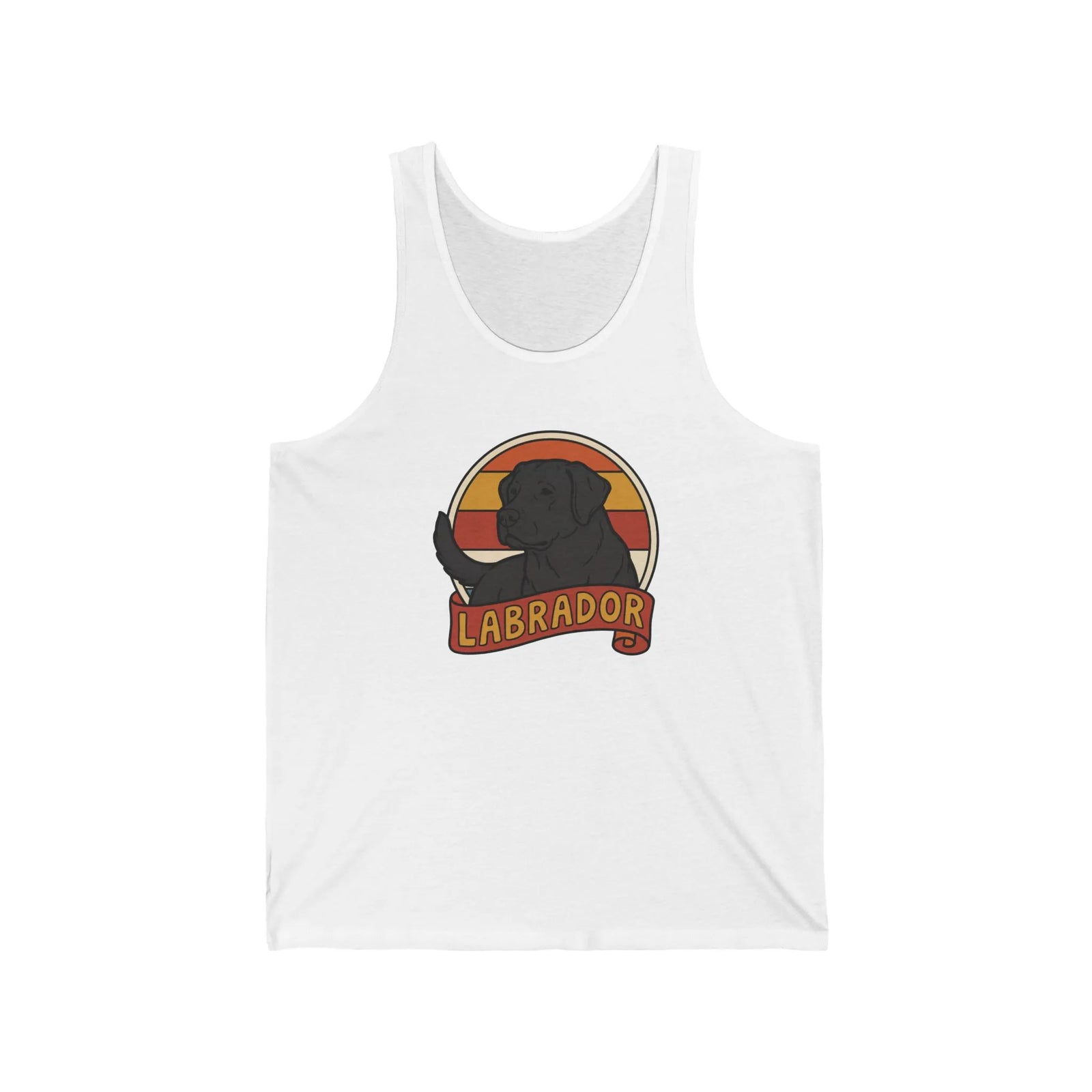 Retro 70s Sunset Labrador Tank Top - Lightweight Retail Fit Jersey - Unisex White