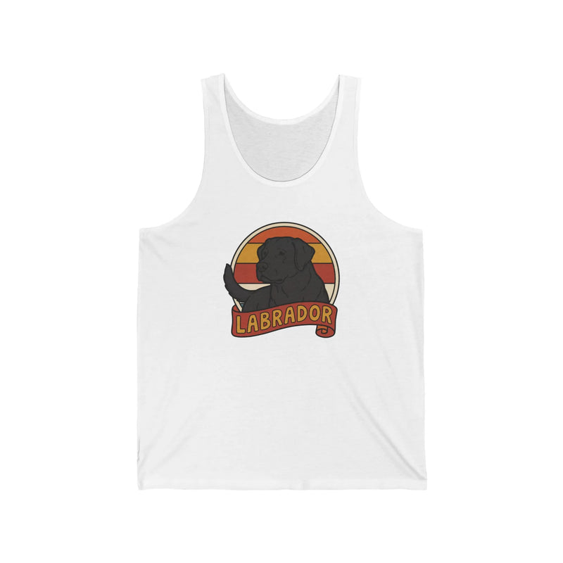 Retro 70s Sunset Labrador Tank Top - Lightweight Retail Fit Jersey - Unisex White