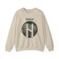 Hagalaz Rune Hail Graphic Sweatshirt - Medium-Heavy Cotton Blend Crewneck - Unisex White