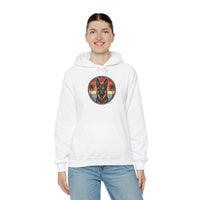 German Shepherd Aviator 70s Sunset Hoodie - Heavy Blend Fleece Pullover - Unisex White