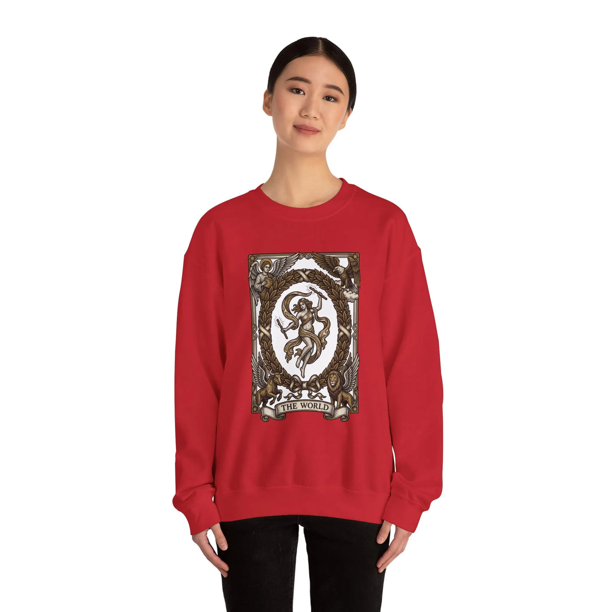 The World Tarot Card Sweatshirt - Heavy Blend Fleece Crewneck - Unisex White