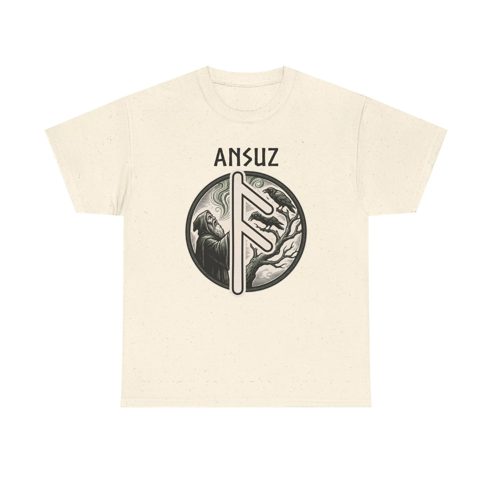Ansuz Rune Divine Speech Graphic T-Shirt - Heavy Cotton Classic Fit Tee - Unisex White