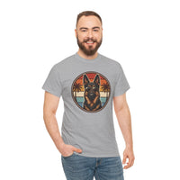 German Shepherd 70s Sunset Aviators T-Shirt - Heavy Cotton Classic Fit Tee - Unisex White