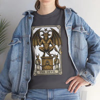 The Devil Tarot Card Graphic T-Shirt - Heavy Cotton Classic Fit Tee - Unisex White