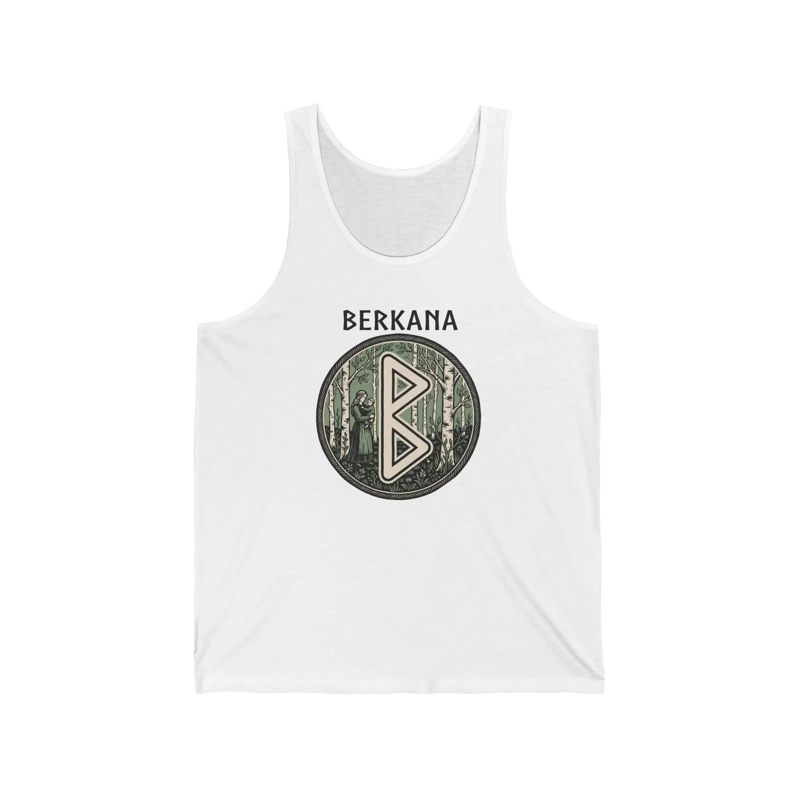 Berkana Earth Mother Rune Tank Top - Lightweight Cotton Retail Fit Jersey - Unisex White