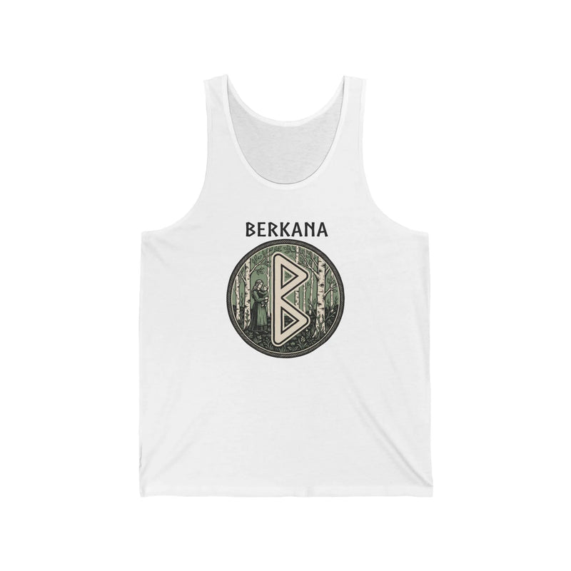 Berkana Earth Mother Rune Tank Top - Lightweight Cotton Retail Fit Jersey - Unisex White