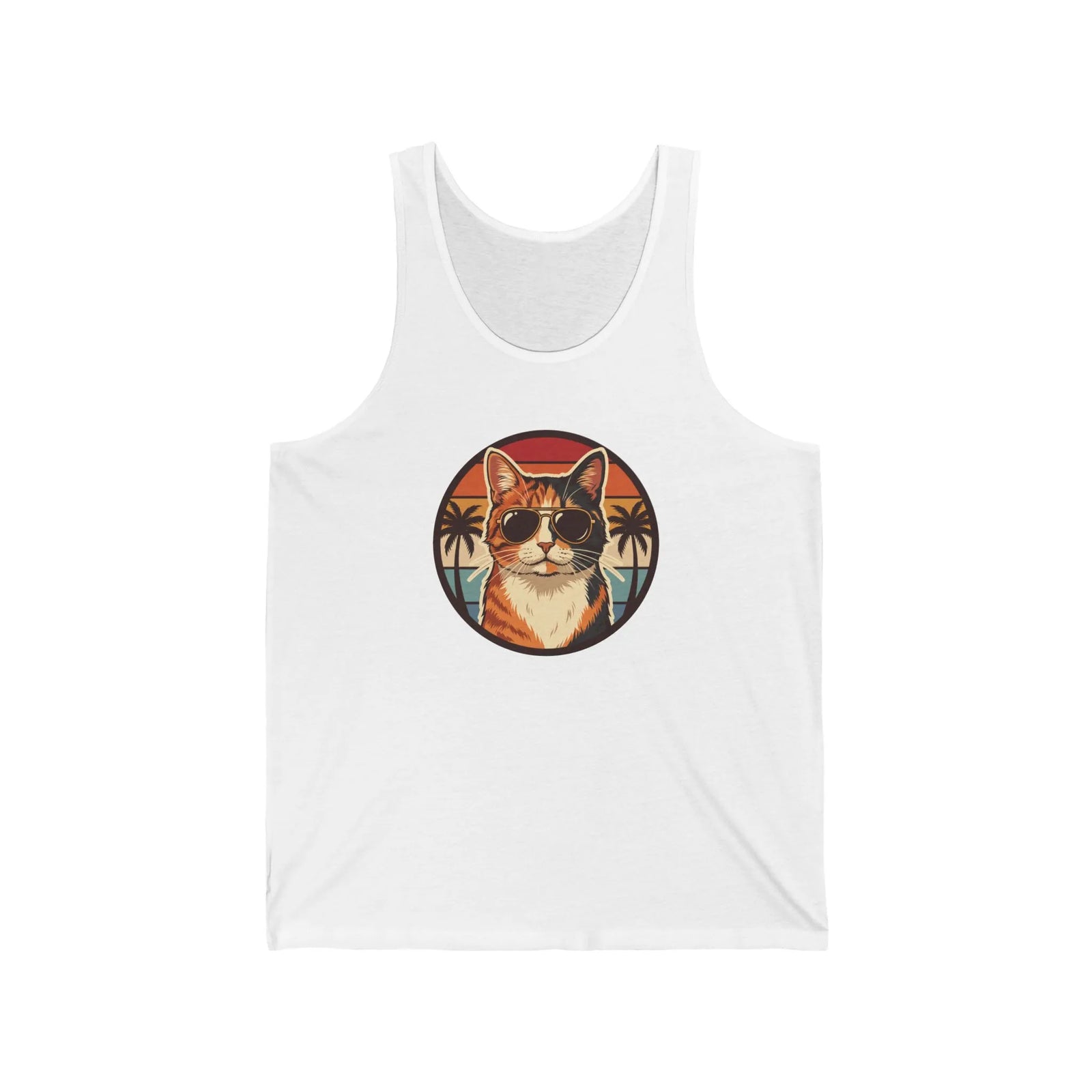 Calico Cat Aviator Sunset Tank Top - Lightweight Jersey Retail Fit - Unisex Athletic Heather
