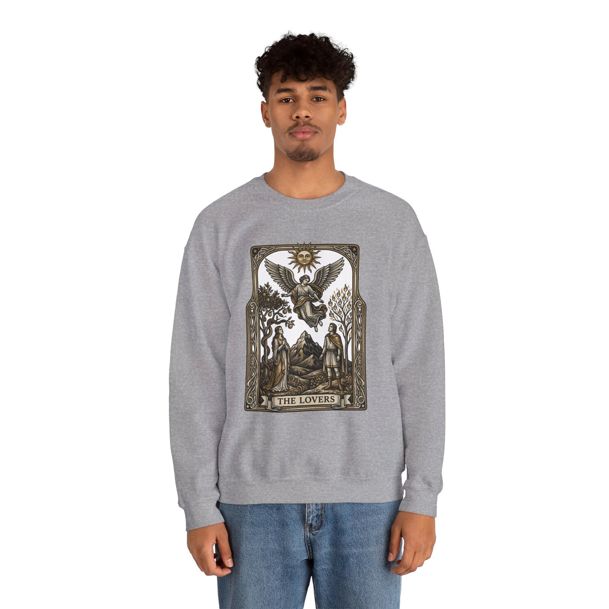 The Lovers Tarot Card Sweatshirt - Heavy Blend Fleece Crewneck - Unisex White