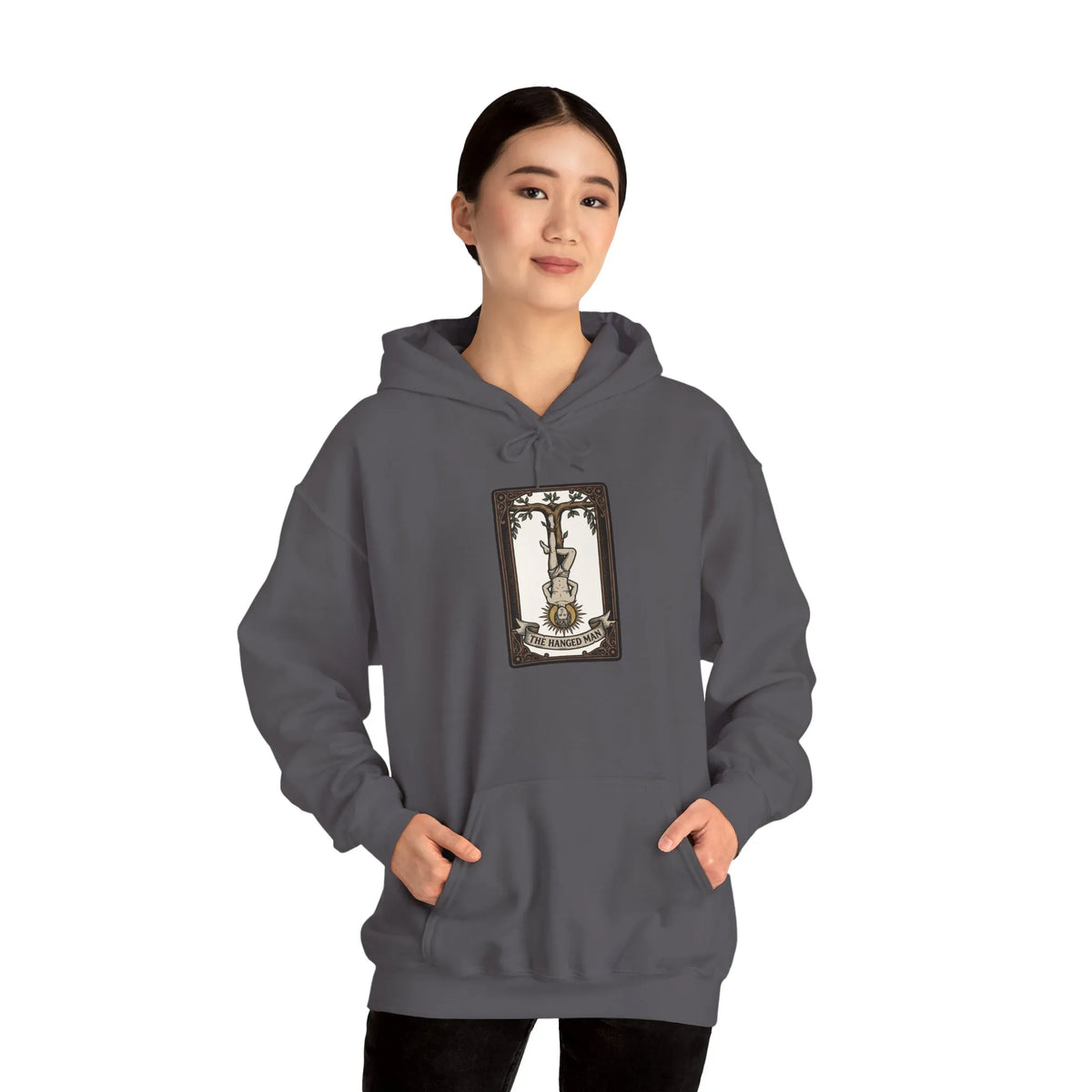 The Hanged Man Tarot Card Hoodie - Heavy Blend Fleece Pullover - Unisex White