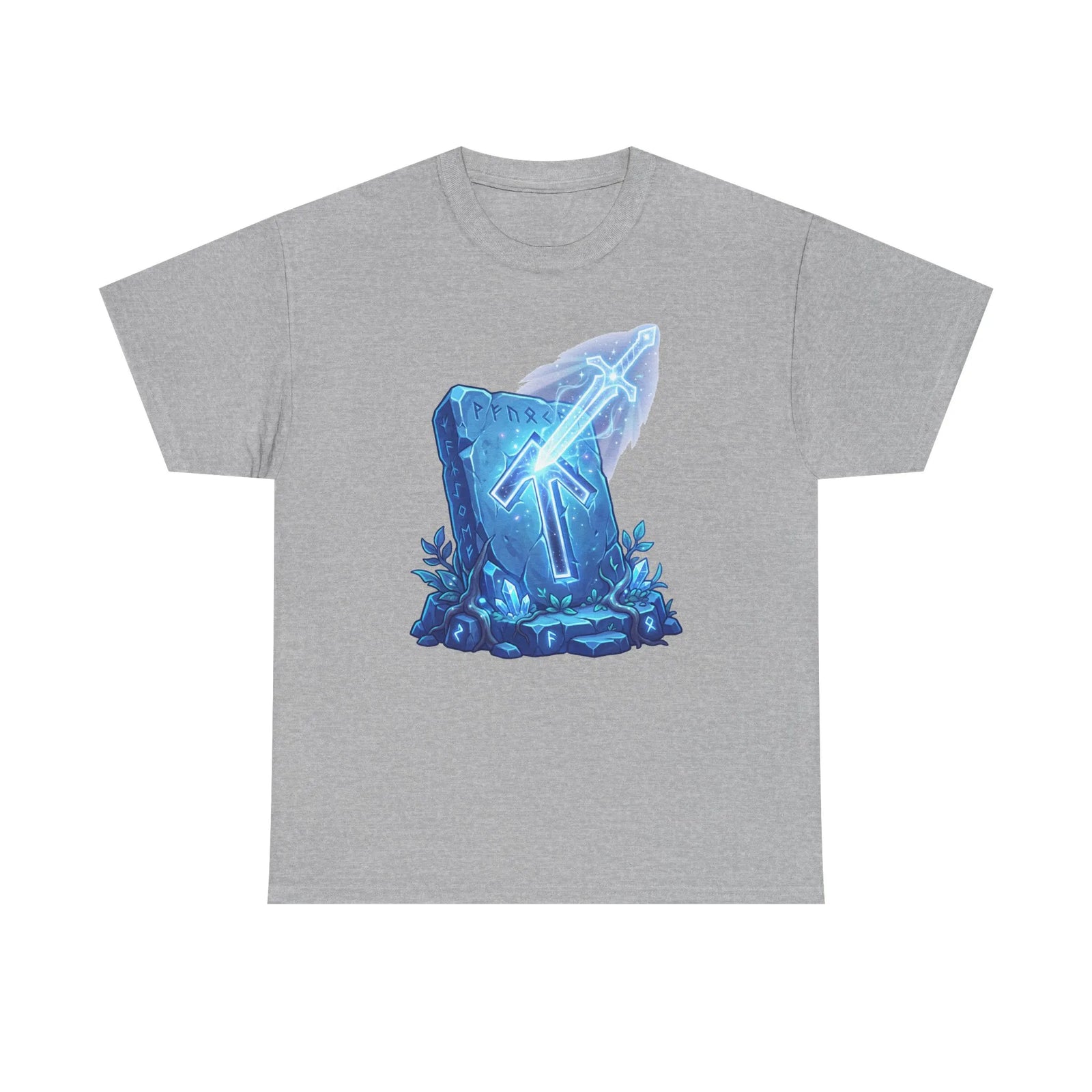 Tiwaz Tyr Sky Sword Graphic T-Shirt - Heavy Cotton Classic Fit Tee - Unisex White