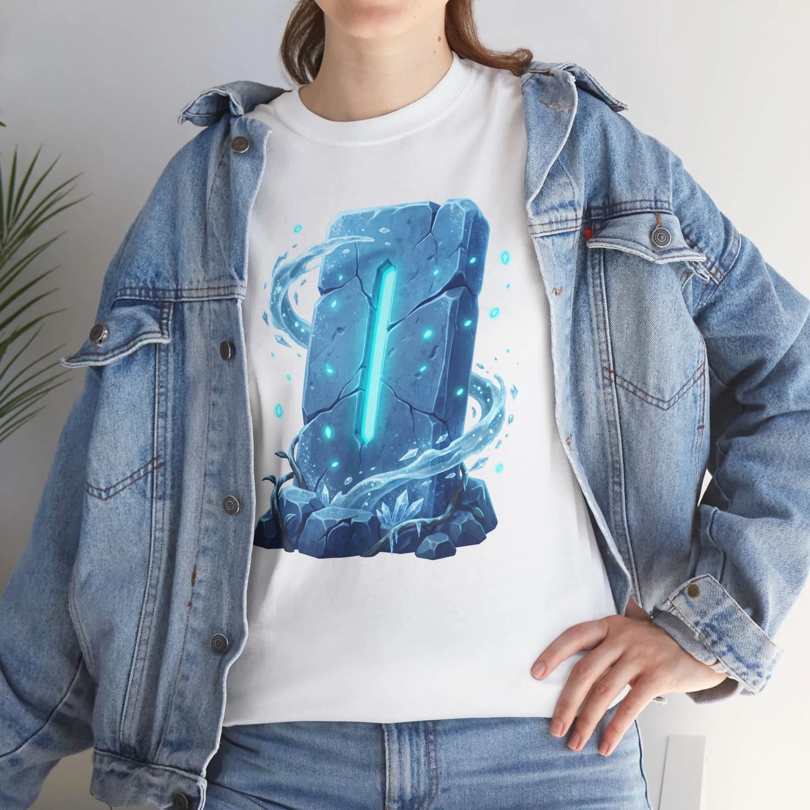 Glowing Isa Ice Rune T-Shirt - Heavy Cotton Classic Fit Tee - Unisex White