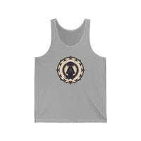 Meditating Dog Sacred Geometry Tank Top - Soft Airlume Cotton Retail Fit - Unisex White