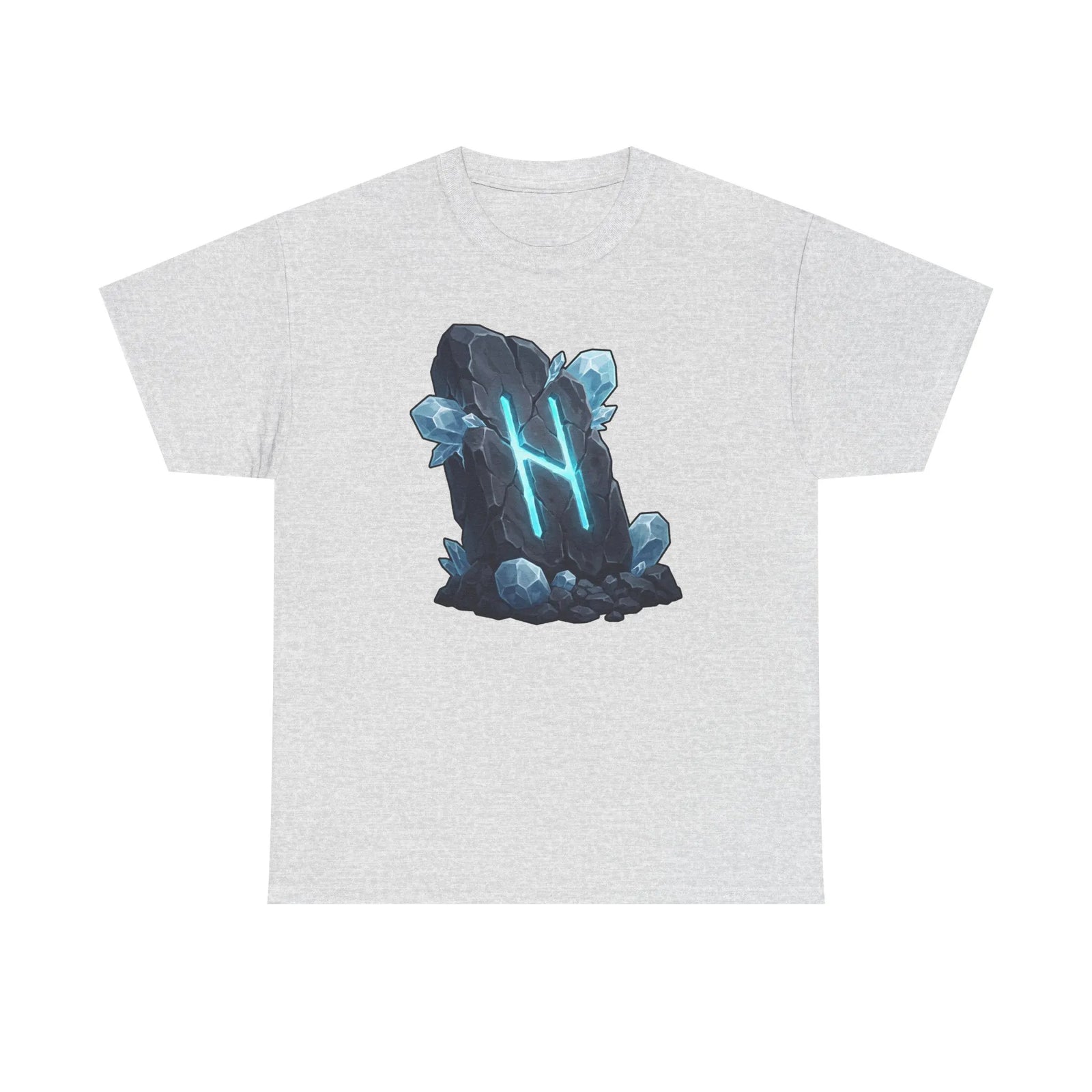 Hagalaz Rune Stone Graphic T-Shirt - Heavyweight Cotton Classic Fit - Unisex White