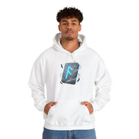 Ansuz Rune Odin's Raven Graphic Hoodie - Medium Heavy Fabric Classic Fit - Unisex White