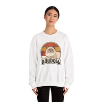 Ragdoll Cat Retro Sunset Sweatshirt - Heavy Blend Fleece Crewneck - Unisex White