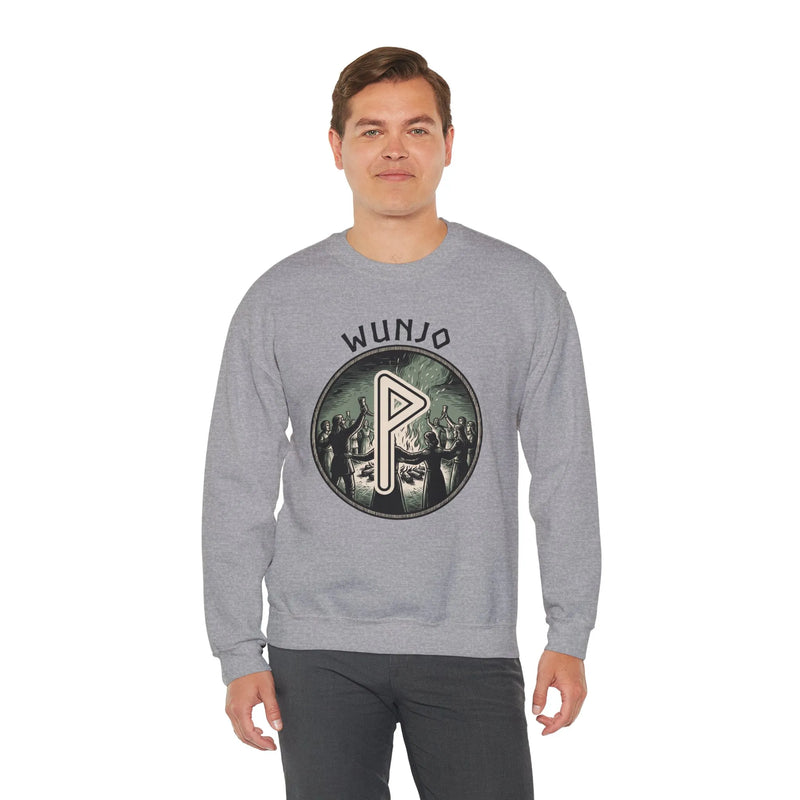 Wunjo Rune Joy Celebration Sweatshirt - Heavy Blend Cotton Poly Crewneck - Unisex White