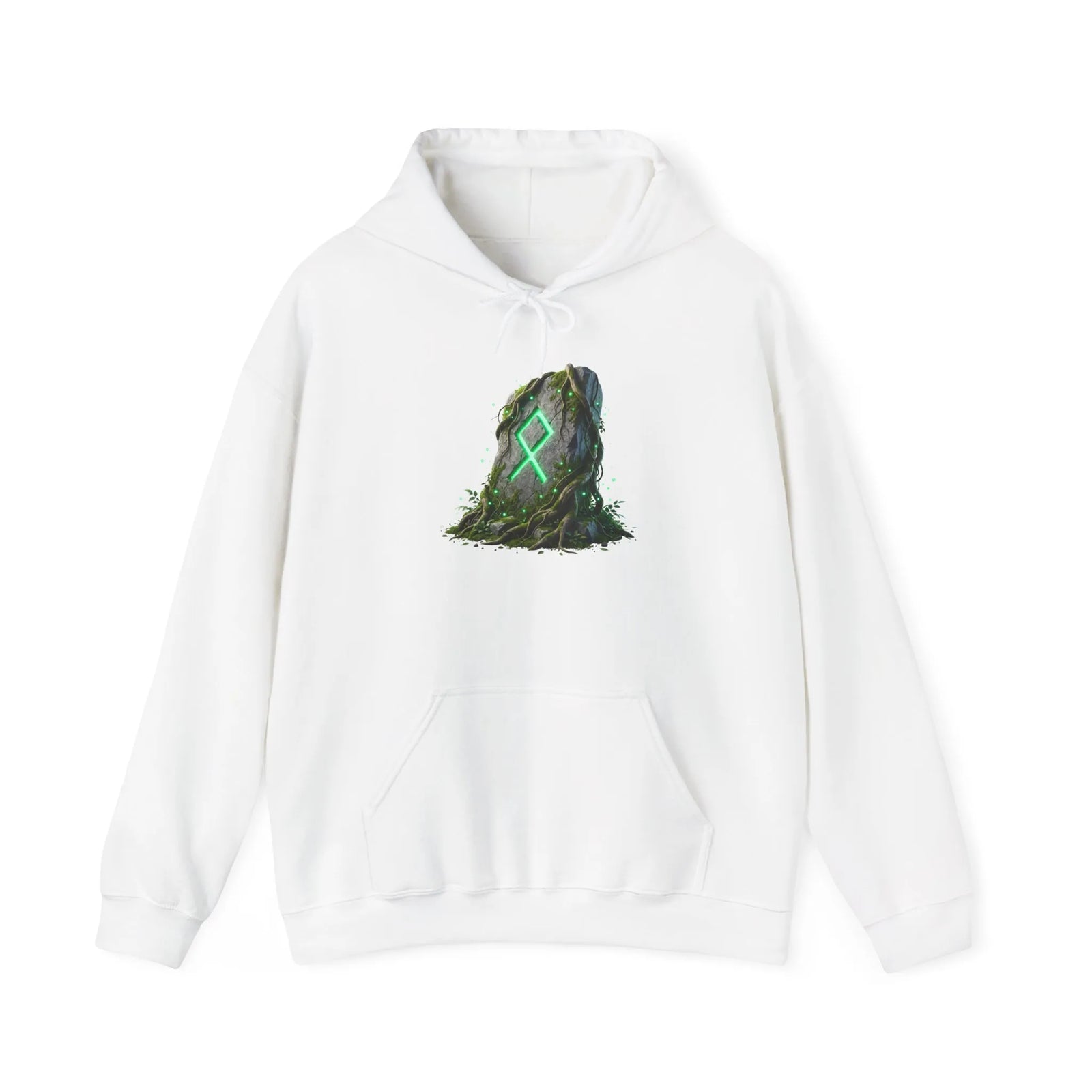 Othala Rune Stone Graphic Hoodie - Heavy Blend Fleece Pullover - Unisex White