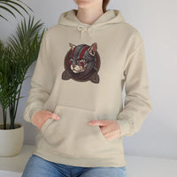 Viking Berserker Cat Warpaint Hoodie - Soft Cotton-Poly Fleece Pullover - Unisex Ash