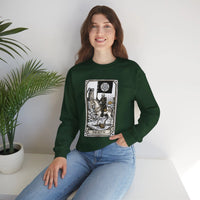 Tarot Death Card Graphic Sweatshirt - Heavy Blend Classic Fit Crewneck - Unisex White