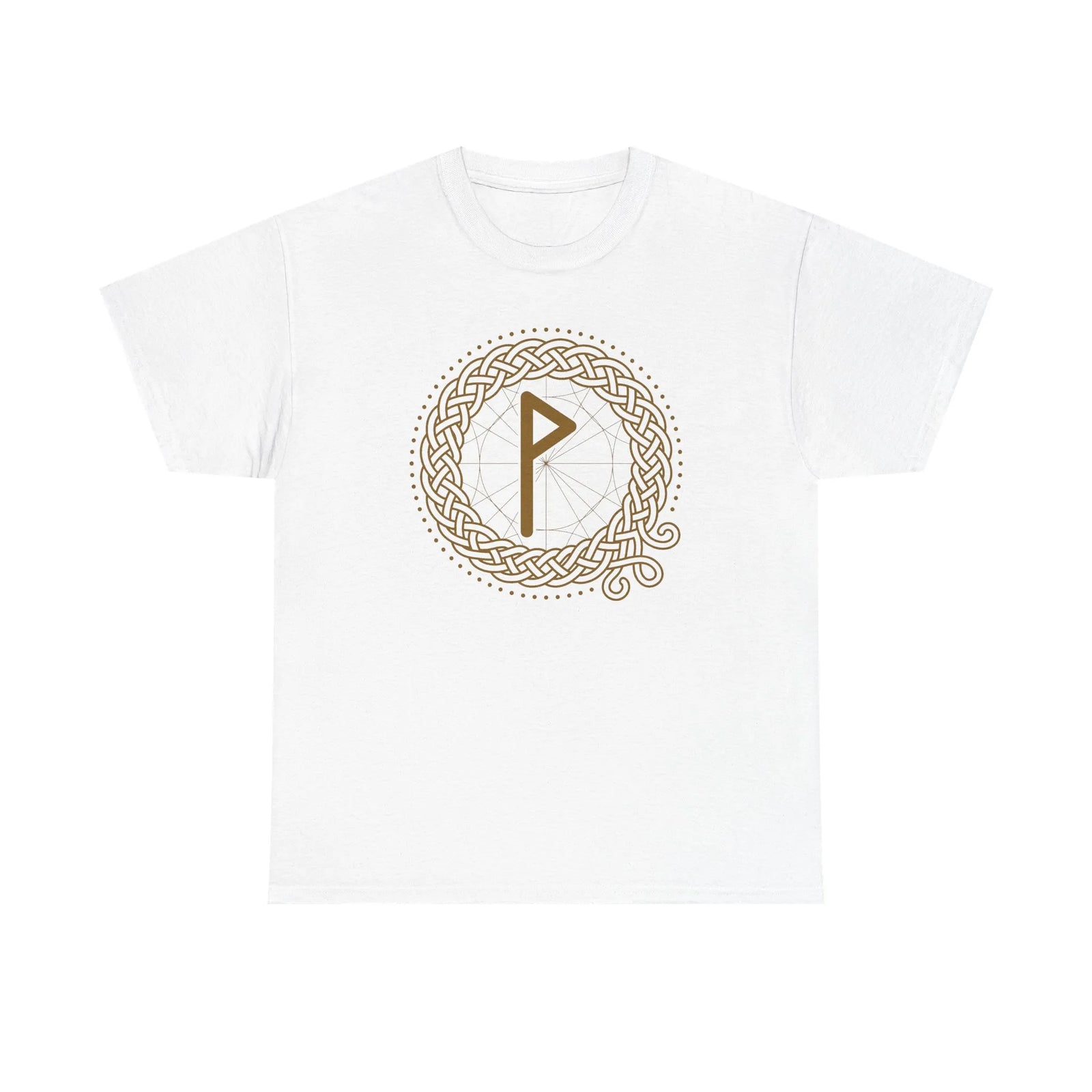 Wunjo Rune Norse Knotwork T-Shirt - Heavy Cotton Classic Fit Tee - Unisex White
