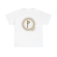 Wunjo Rune Norse Knotwork T-Shirt - Heavy Cotton Classic Fit Tee - Unisex White