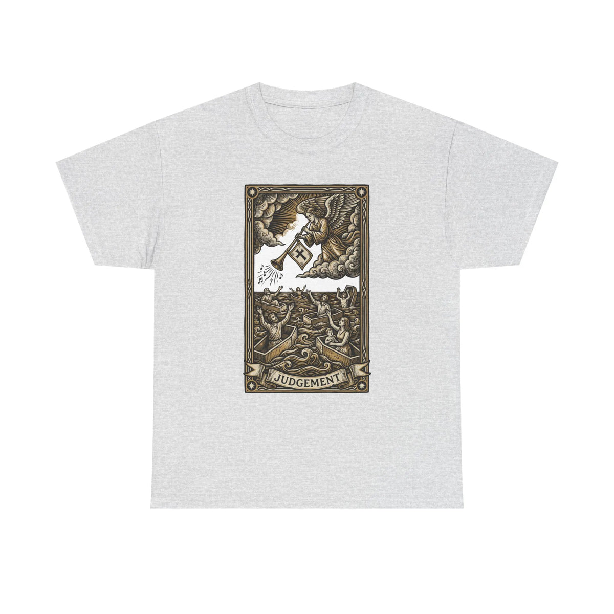 Judgement Angel Graphic T-Shirt - Heavy Cotton Classic Fit Tee - Unisex White