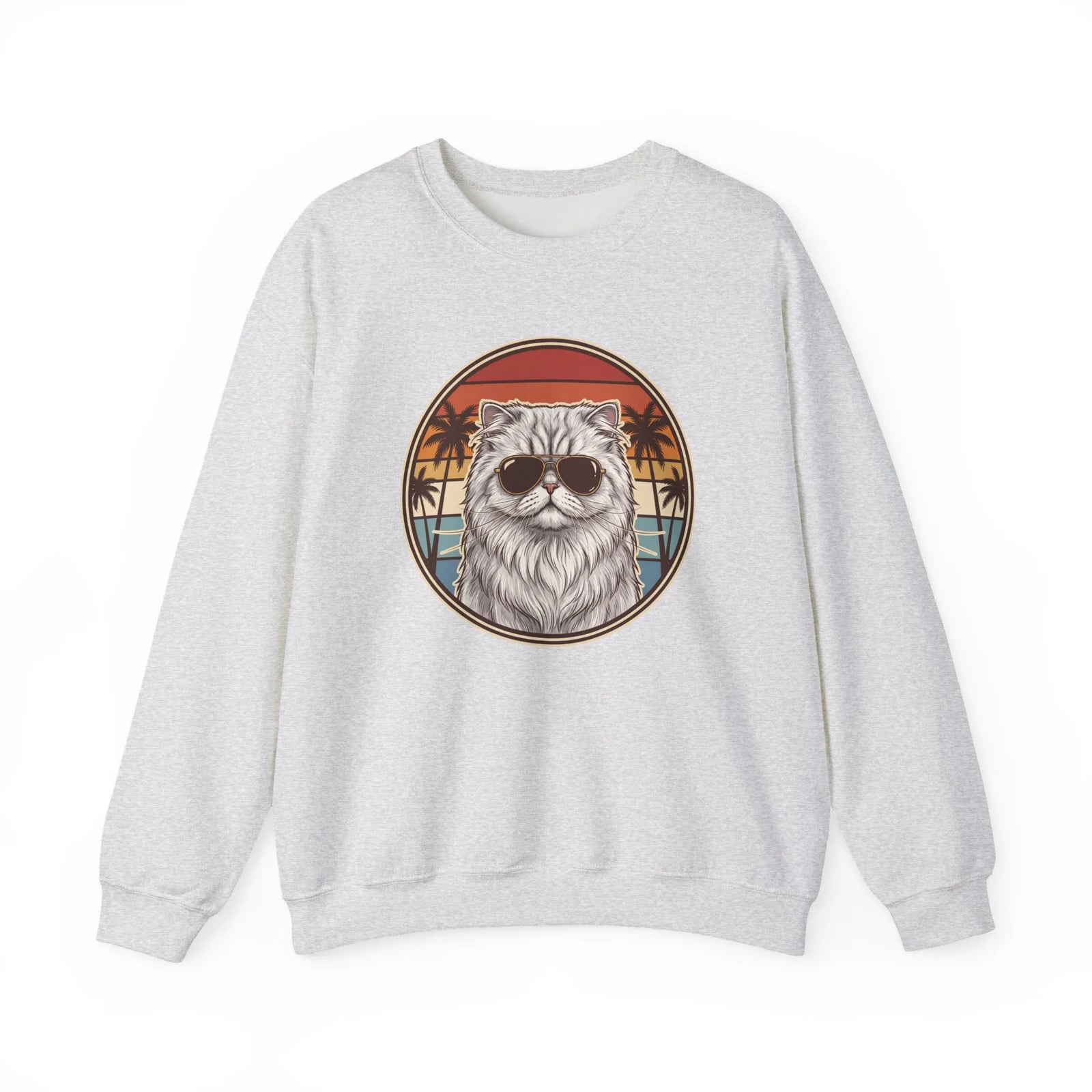 Persian Cool Cat 70s Sunset Aviators Sweatshirt - Heavy Blend Cotton-Poly Crewneck - Unisex White