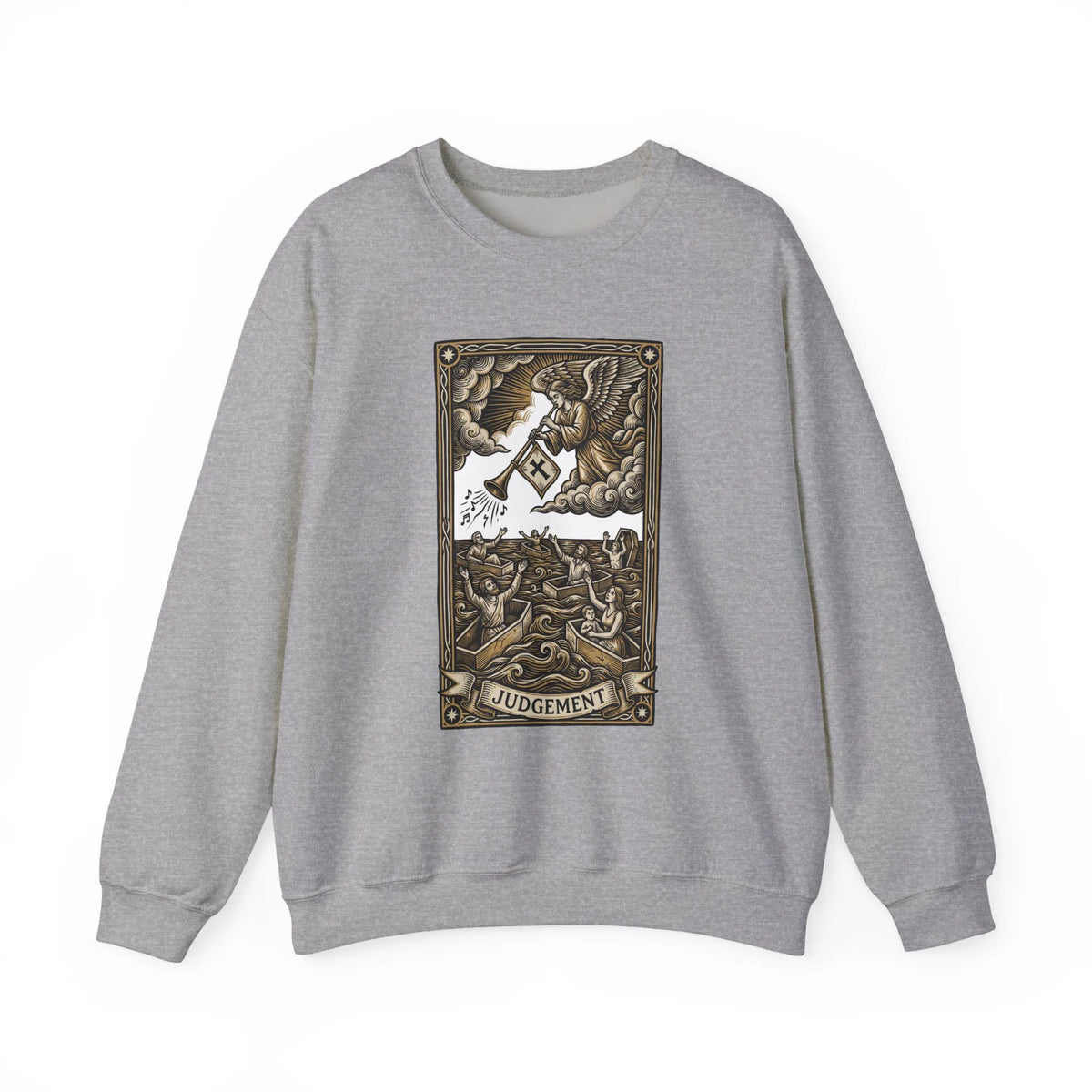 Judgement Tarot Card Graphic Sweatshirt - Heavy Blend Classic Fit Crewneck - Unisex White