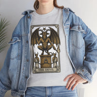 The Devil Tarot Card Graphic T-Shirt - Heavy Cotton Classic Fit Tee - Unisex White
