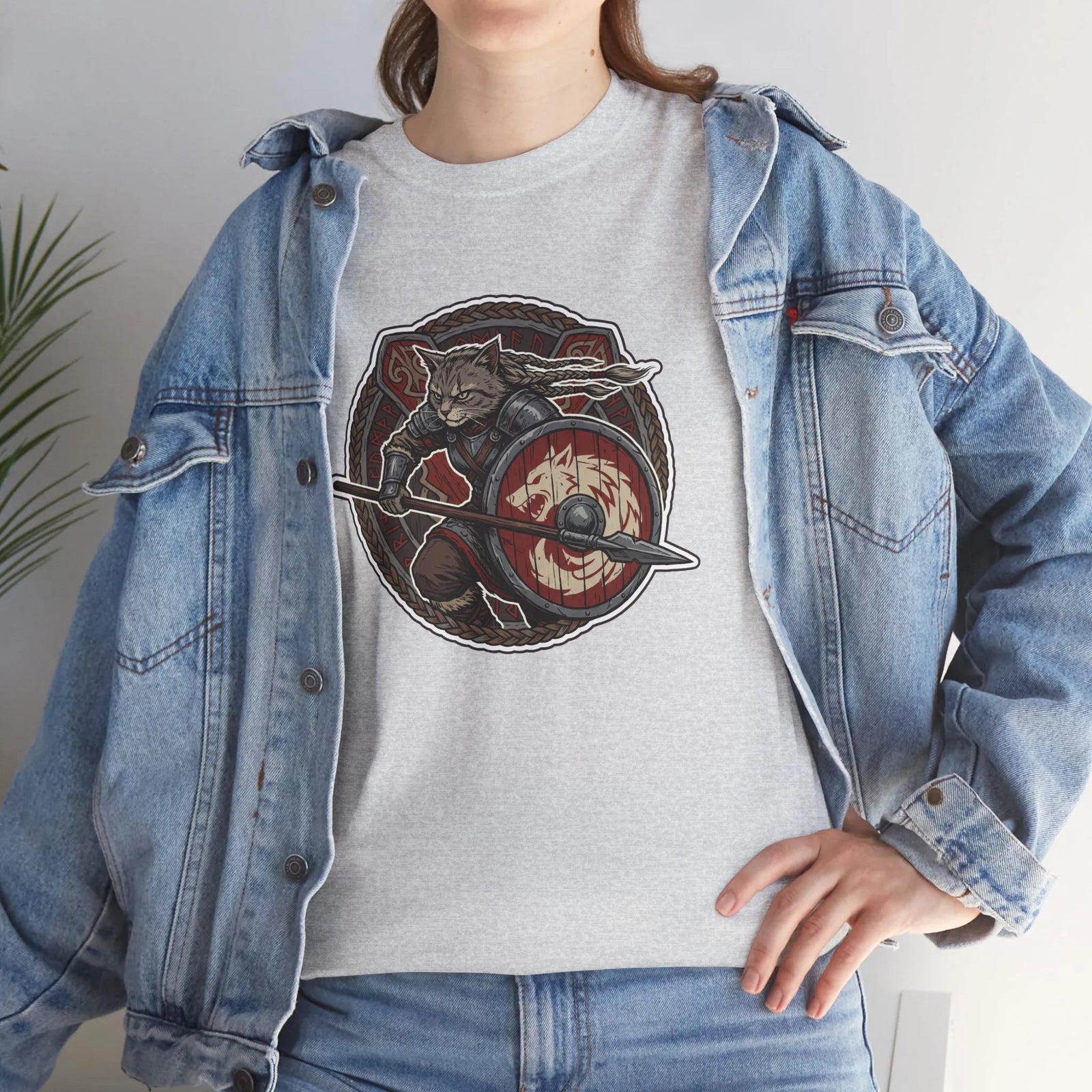 Viking Berserker Cats Shieldmaiden T-Shirt - Heavy Cotton Classic Fit Tee - Unisex White