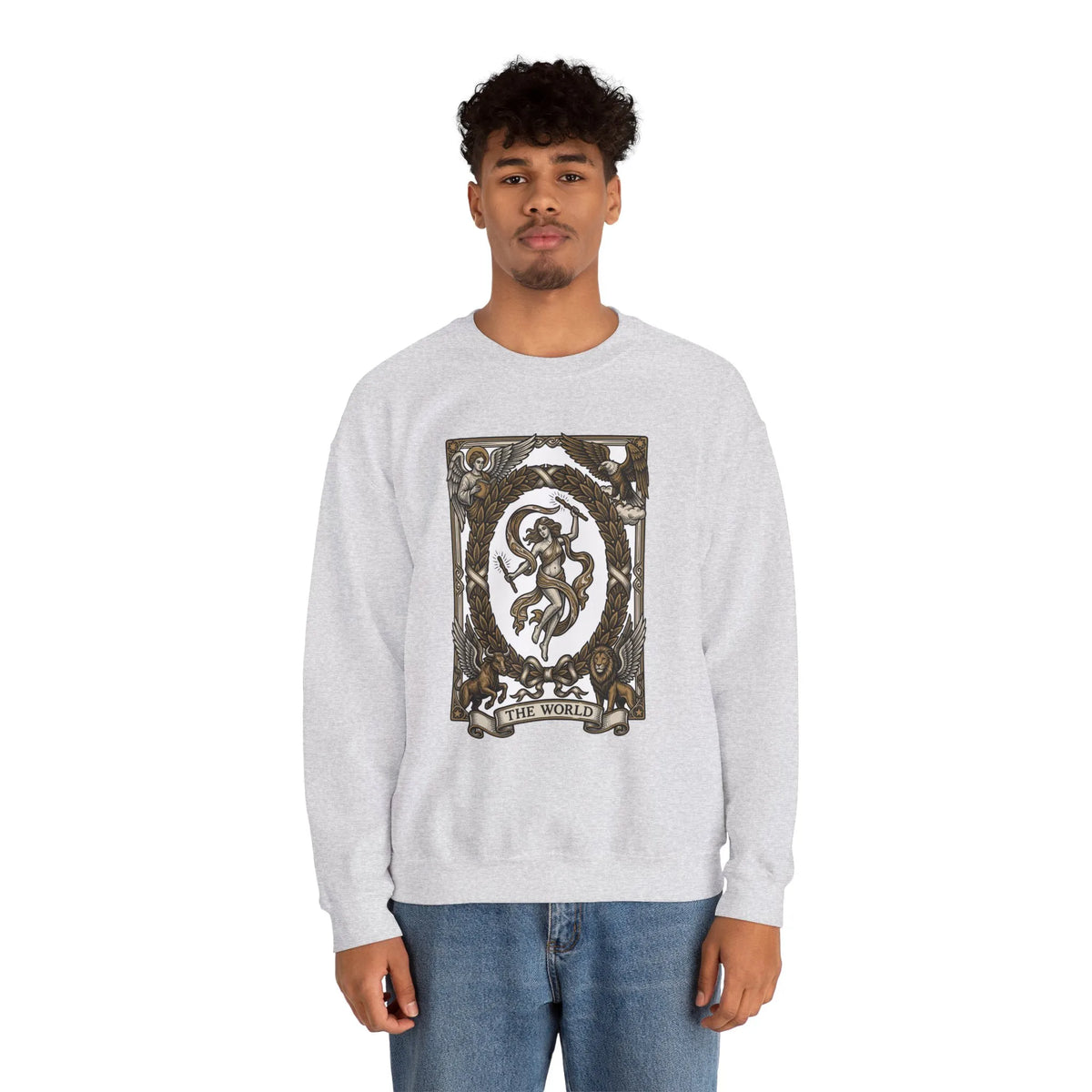 The World Tarot Card Sweatshirt - Heavy Blend Fleece Crewneck - Unisex White