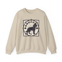 Sacred Geometry Spirit Dog Sweatshirt - Heavyweight Cotton Blend Crewneck - Unisex White