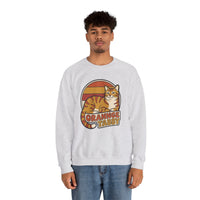 Orange Tabby Retro Sunset Graphic Sweatshirt - Heavy Blend Crewneck Fleece - Unisex White