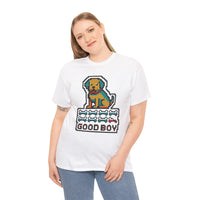 Good Boy 8-Bit Pixel Gaming Dogs T-Shirt - Heavy Cotton Classic Fit Tee - Unisex White
