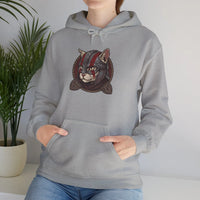 Viking Berserker Cat Warpaint Hoodie - Soft Cotton-Poly Fleece Pullover - Unisex Ash