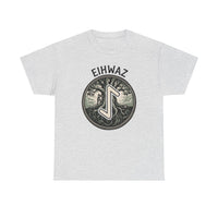 Eihwaz Yew World Tree Rune T-Shirt - Heavyweight 100% Cotton Classic Fit - Unisex White