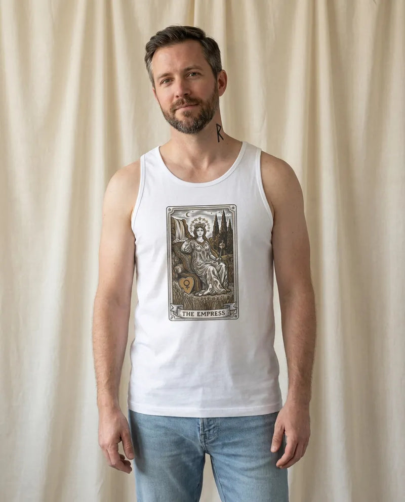The Empress Tarot Card Tank Top - Lightweight Cotton Retail Fit Tank - Unisex White
