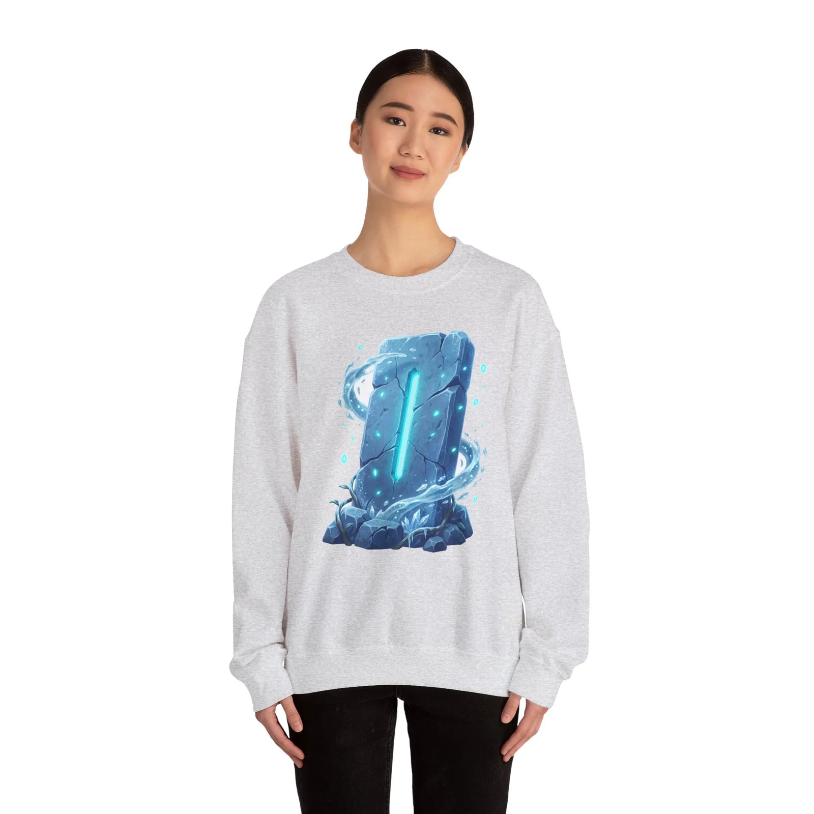 Isa Rune Ice Glacier Sweatshirt - Heavy Blend Fleece Crewneck - Unisex White