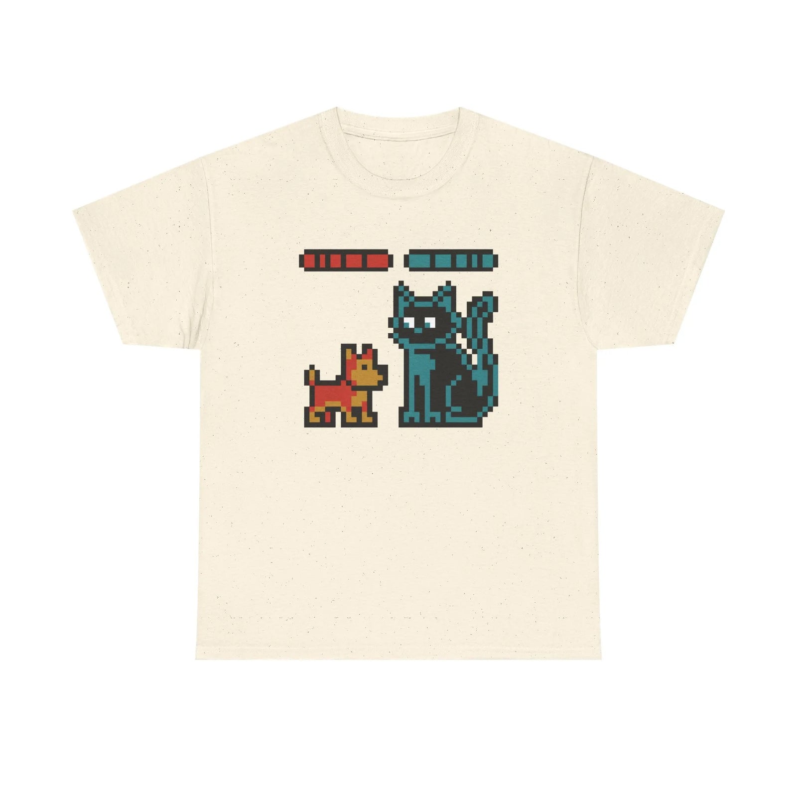 8-Bit Pixel Gaming Dogs Boss Fight T-Shirt - Heavyweight 100% Cotton Classic Fit - Unisex White
