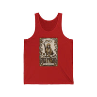 Tarot Card Magician Graphic Tank Top - Retail Fit Combed Cotton Jersey - Unisex White