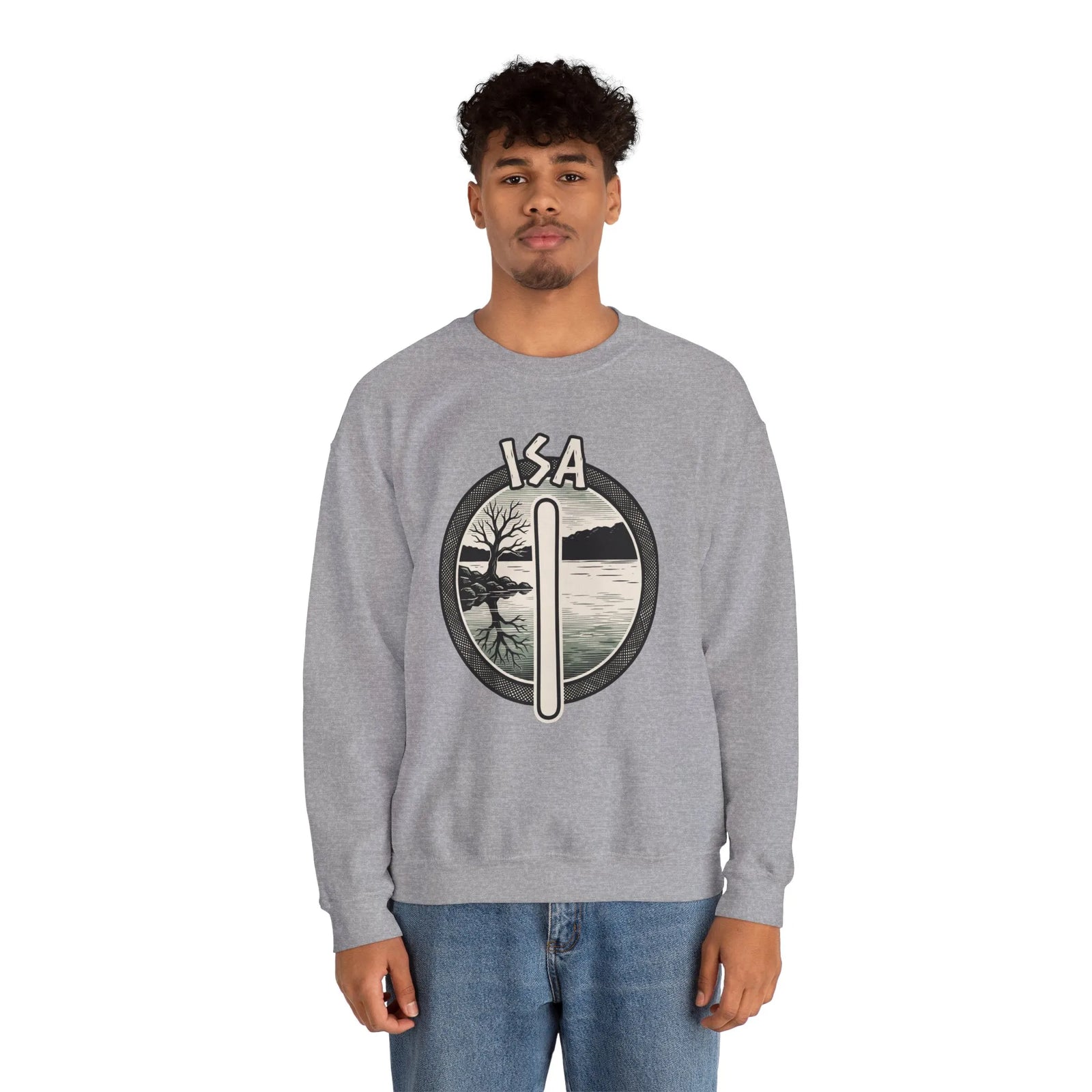 Isa Rune Ice Stillness Sweatshirt - Heavy Blend Crewneck Fleece - Unisex White