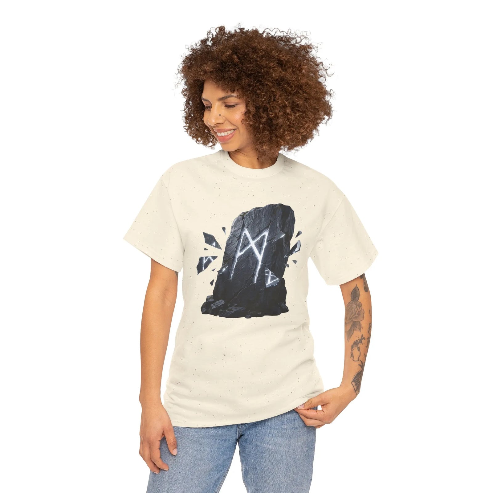 Mannaz Rune Humanity T-Shirt - Heavy Cotton Classic Fit Tee - Unisex White
