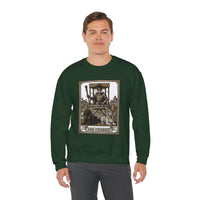 The Chariot Tarot Card Sweatshirt - Heavy Blend Cotton-Poly Crewneck - Unisex White
