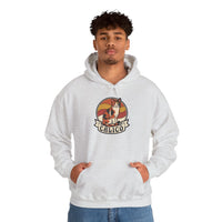 Calico Cat Retro Sunset Graphic Hoodie - Medium Weight Fleece Pullover - Unisex White