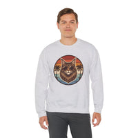 Maine Coon Aviator Cat Sweatshirt - Heavy Blend Fleece Crewneck - Unisex White
