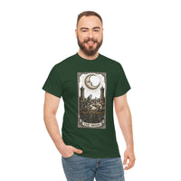 Moonlight Wolves Tarot Graphic T-Shirt - Heavy Cotton Classic Fit Crewneck - Unisex White