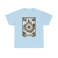 Wheel of Fortune Tarot Graphic T-Shirt - Heavyweight Cotton Classic Fit - Unisex White