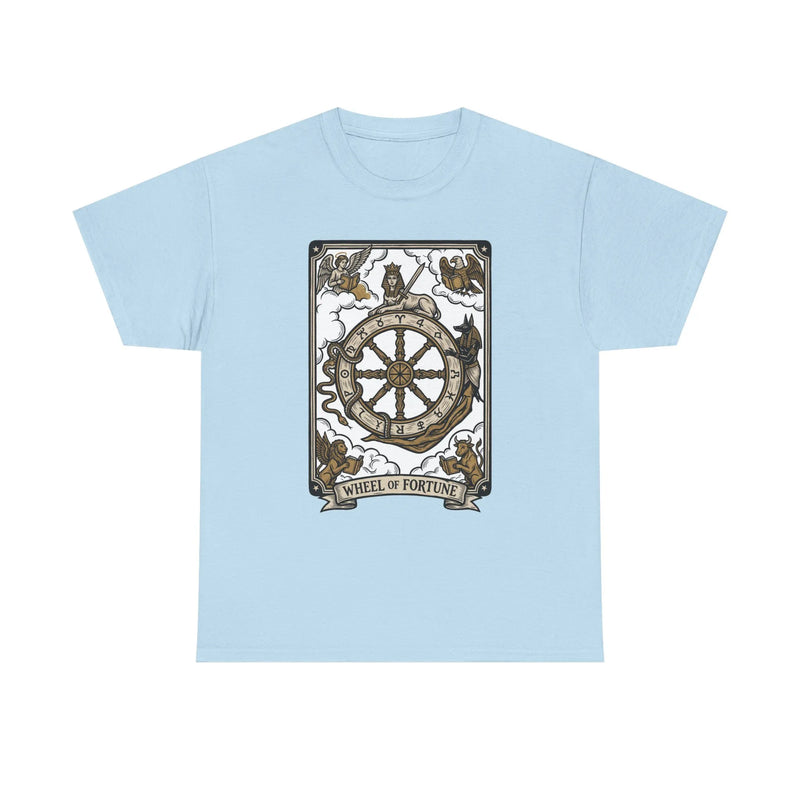 Wheel of Fortune Tarot Graphic T-Shirt - Heavyweight Cotton Classic Fit - Unisex White