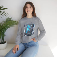 Ansuz Rune Divine Speech Graphic Sweatshirt - Heavy Blend Fleece Crewneck - Unisex White